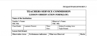 TSC TPAD Lesson Observation Form Details-pdf Download: TSC Releases New TPAD Lesson Observation form, Download it Here
