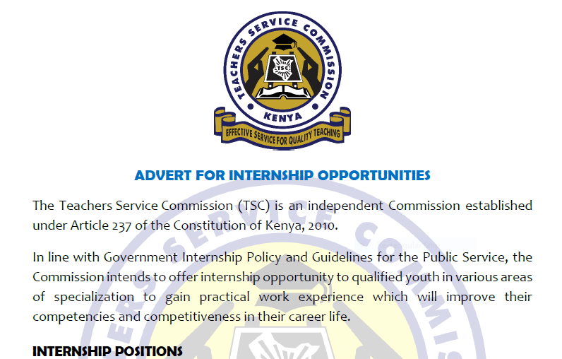 TSC Internship Opportunities 2025-2026 advert