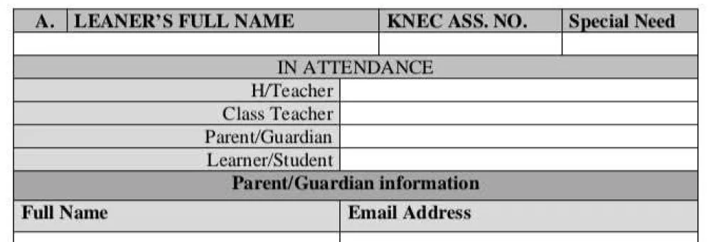 Senior School Subjects and Pathways selection Form.