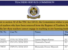 Latest List of teachers deregistered by TSC in November 2025
