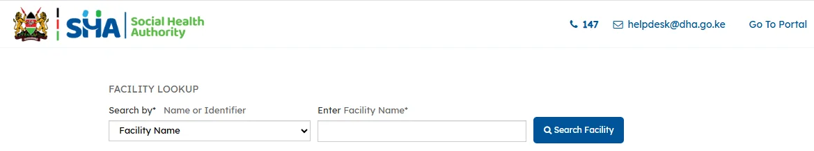 SHA Portal for checking accredited Hospitals
