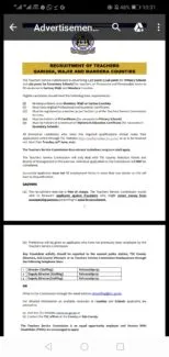 TSC ADVERTISES 1 517 VACANCIES FOR PRIMARY AND SECONDARY SCHOOL TEACHERS: JUNE/ JULY 2020