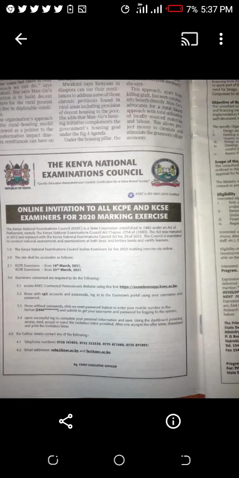 ONLINE KNEC INVITATION TO ALL KCPE AND KCSE EXAMINERS FOR 2021/2022 MARKING EXERCISE; HOW TO DOWNLOAD YOUR LETTER