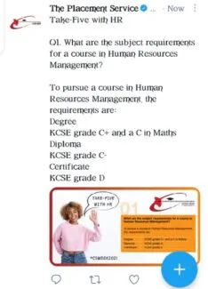 KUCCPS; What Exactly Was The Legal Subject Requirements For HRM That Made Students Miss It?