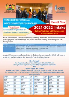 TSC: Fate of Teachers Who Had Already Paid For December TSC TPD Modules Training 2022-2023. Read Also Full Details of the 2021-2022 KCSE and KCPE Exam Dates and Results