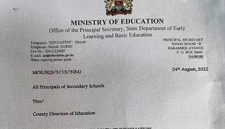 MoE Circular on KUCCPS Request for Contact Information for KCSE Candidates