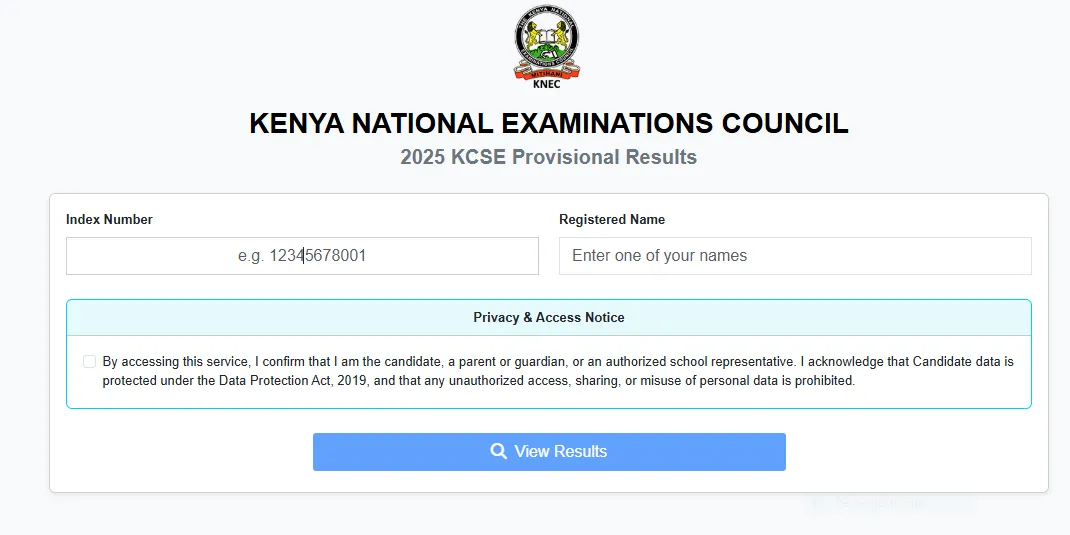 KCSE 2025 Results Checking Online Portal